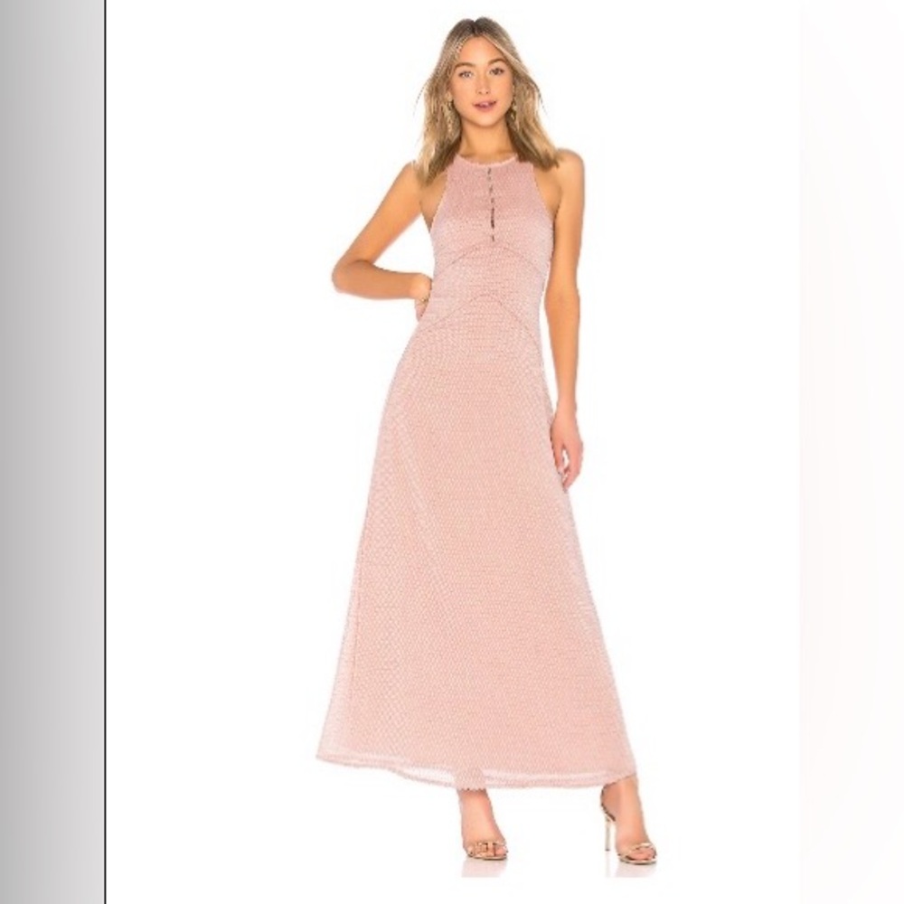 House of Harlow 1960 Textured Baby Pink Maxi Dress